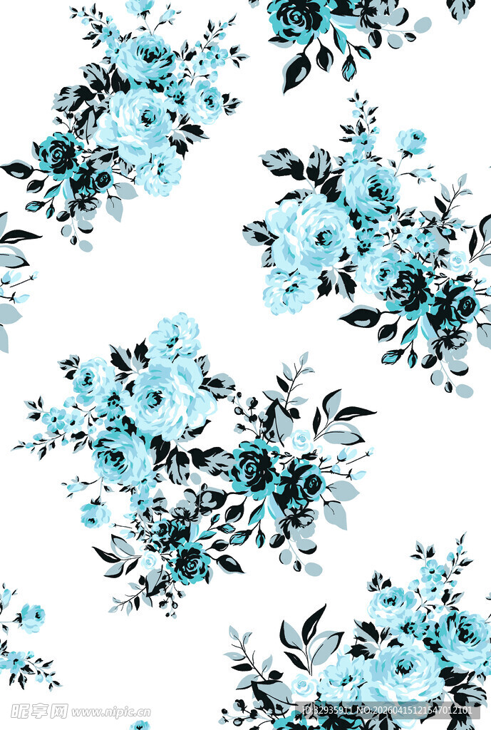 蓝白花卉图案背景