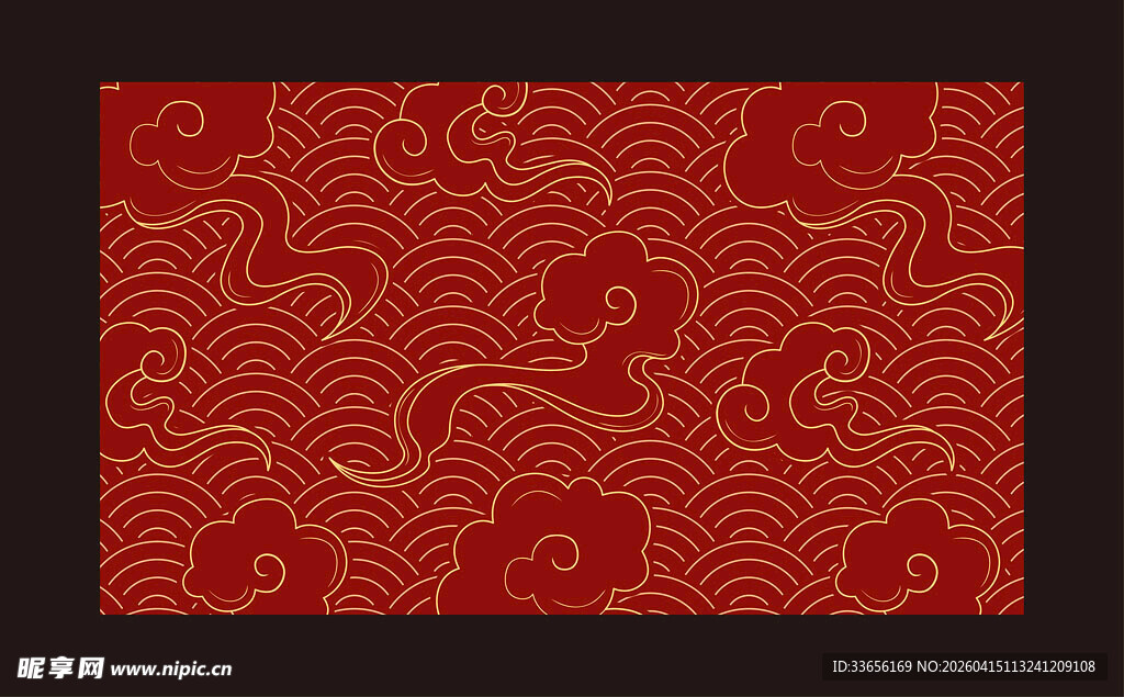 中式红底云纹传统图案