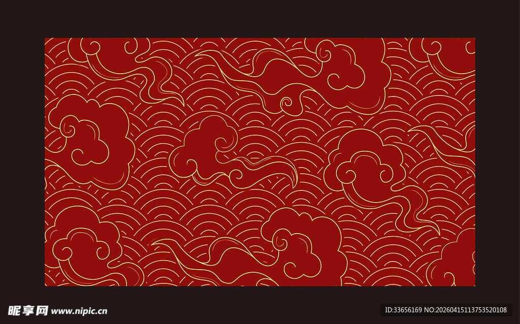 中式红色祥云纹理图案