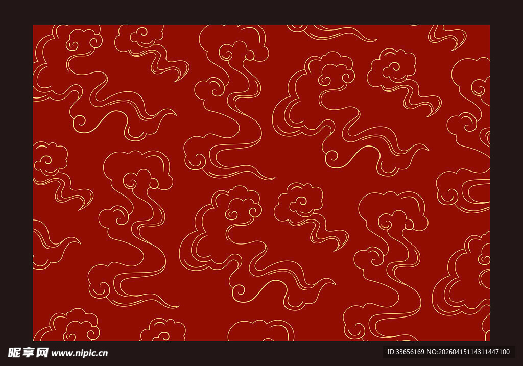 红色底纹龙纹中式图案