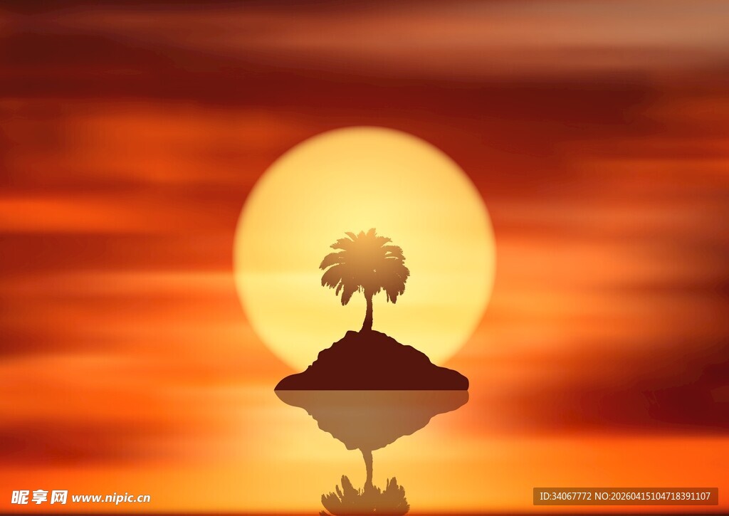 海岛落日背景