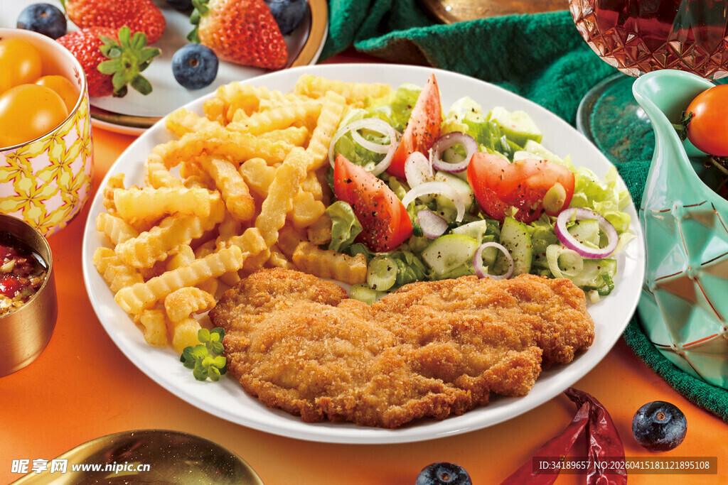 炸鸡排 沙拉拼盘