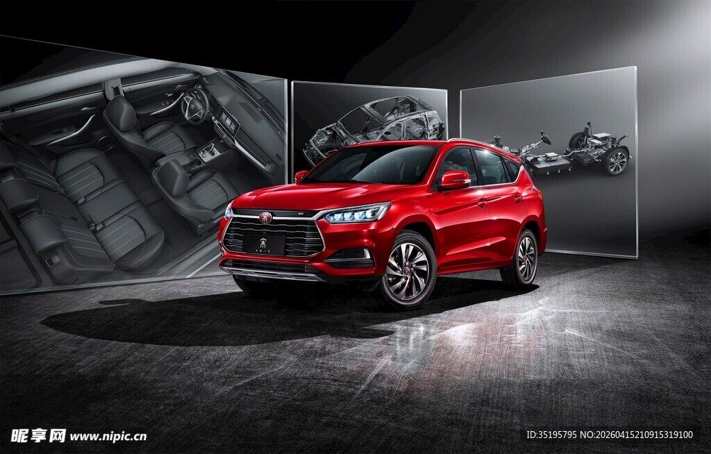 红色动感SUV汽车展示