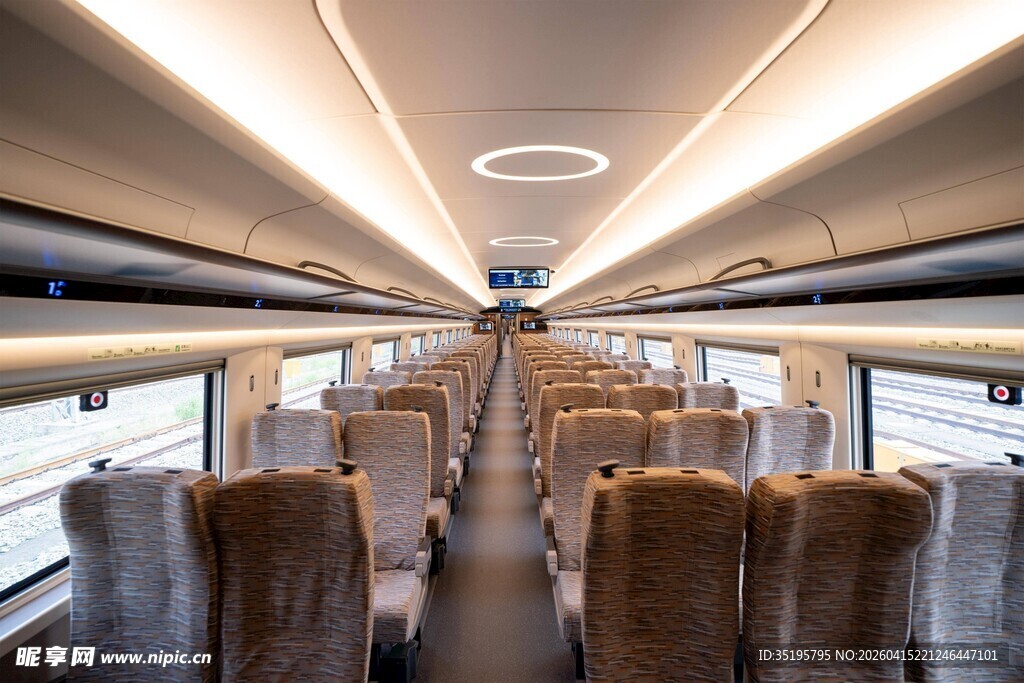 高铁车厢内景豪华座椅展示