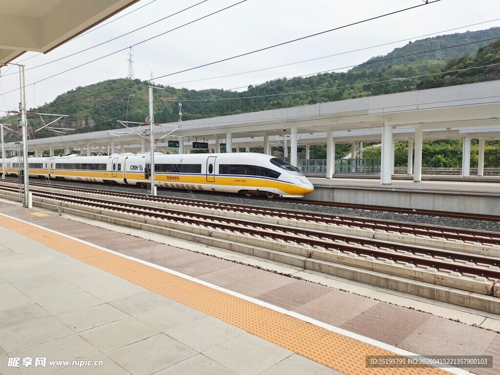 高铁站台上的高速列车