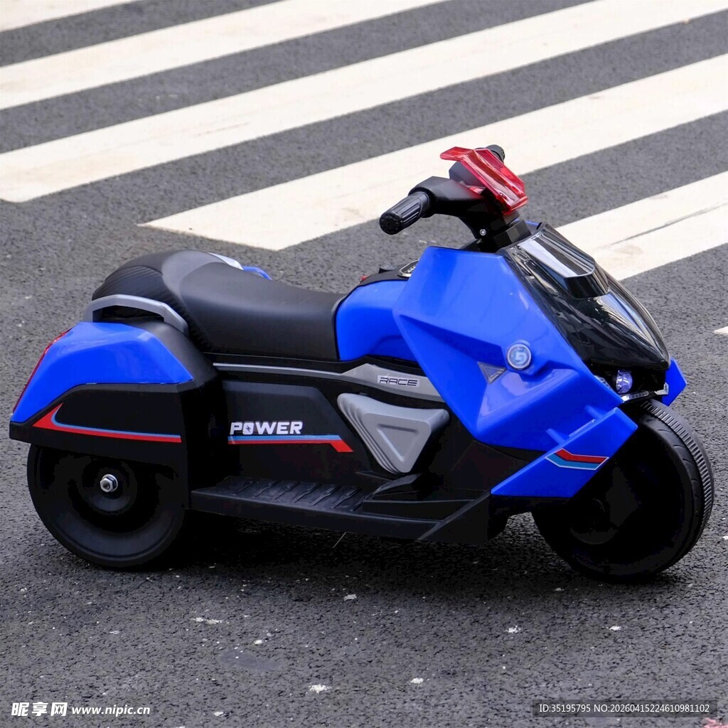 蓝色酷炫电动摩托车