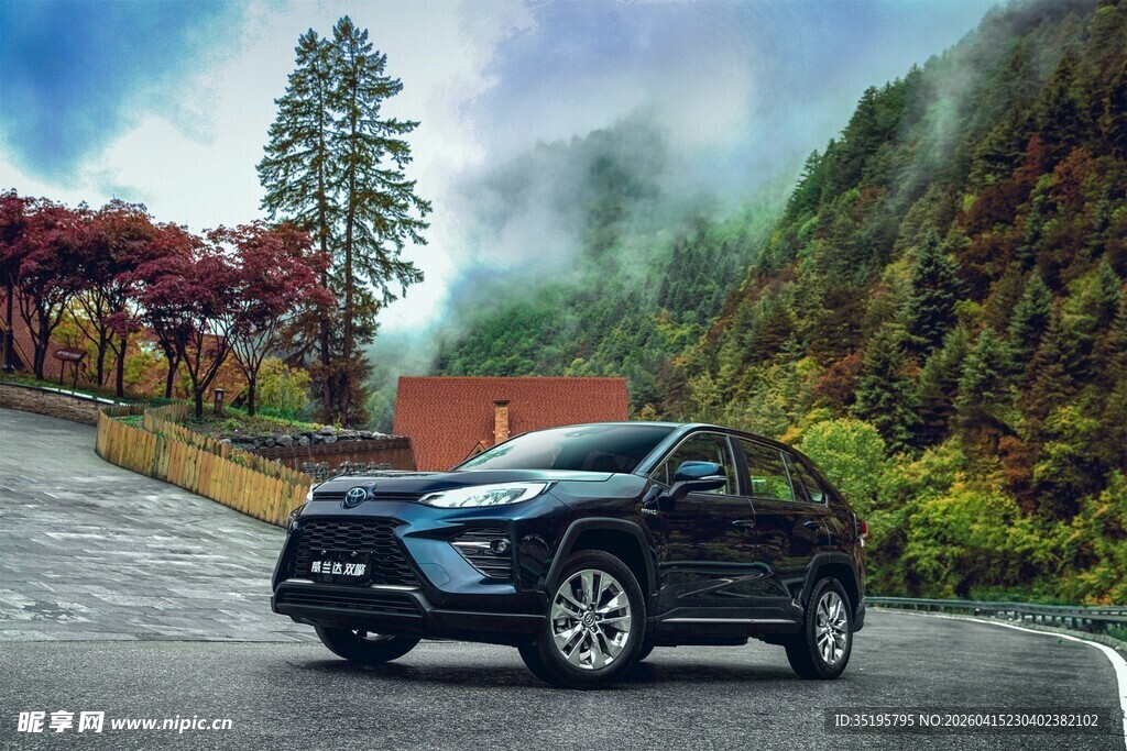 山间公路上的黑色SUV