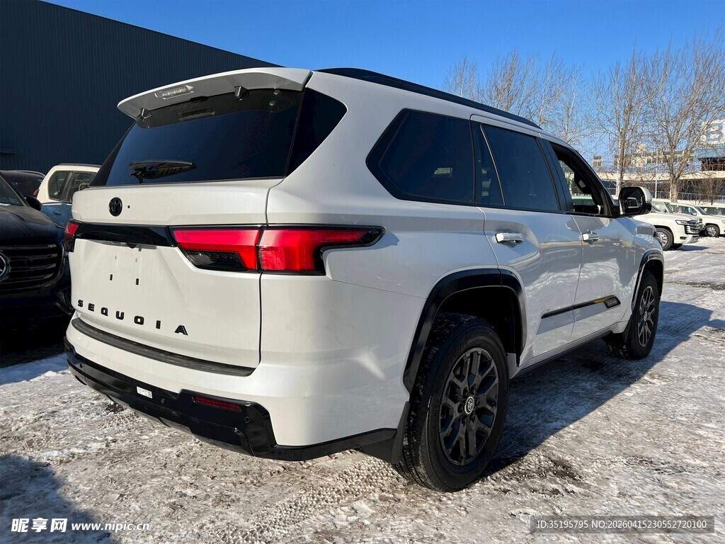 雪地中的白色SUV