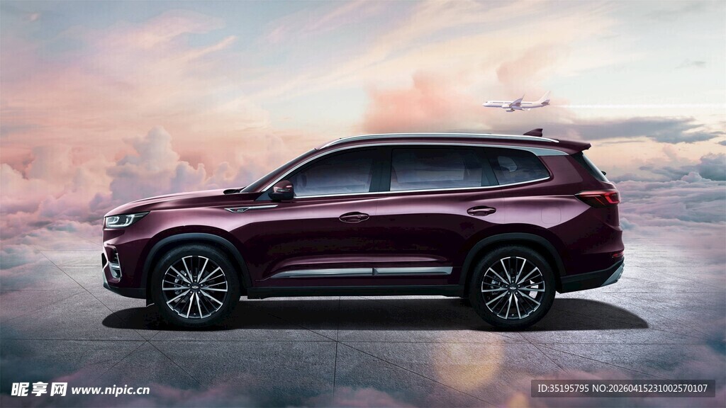 梦幻云端的紫色SUV