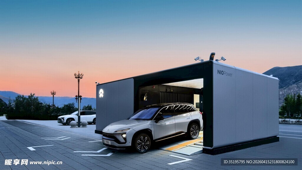 现代化智能车库停放汽车