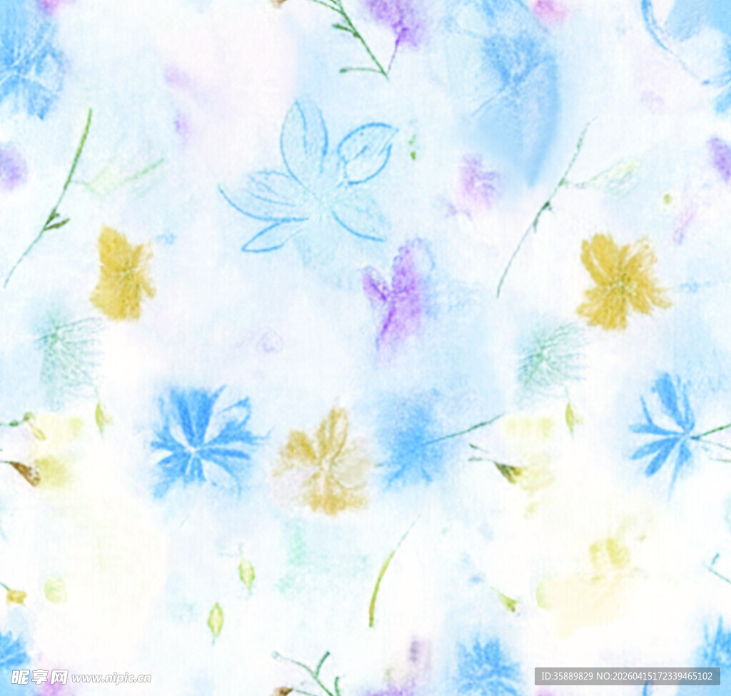 晕染花 数码印花