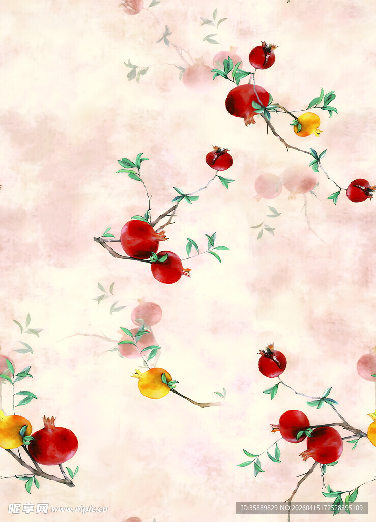 晕染花 数码印花