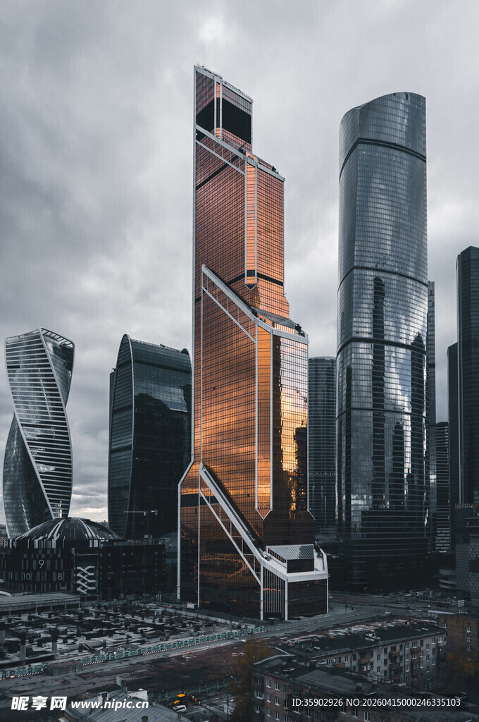 莫斯科现代都市摩天大楼景观