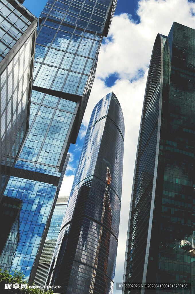 莫斯科都市摩天大楼仰视景观