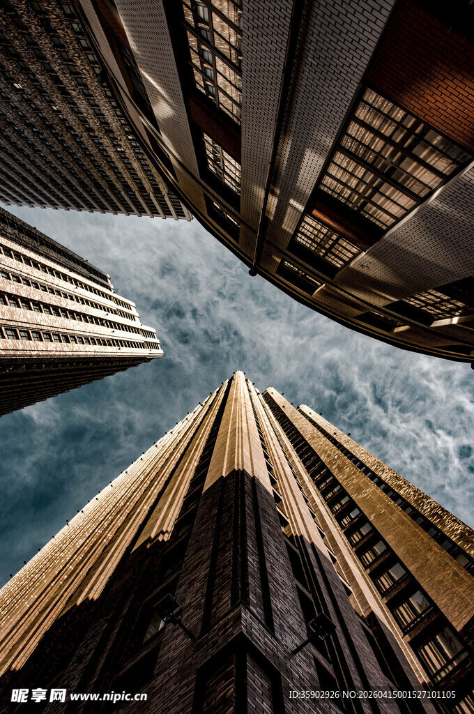 莫斯科仰视都市摩天大楼景观