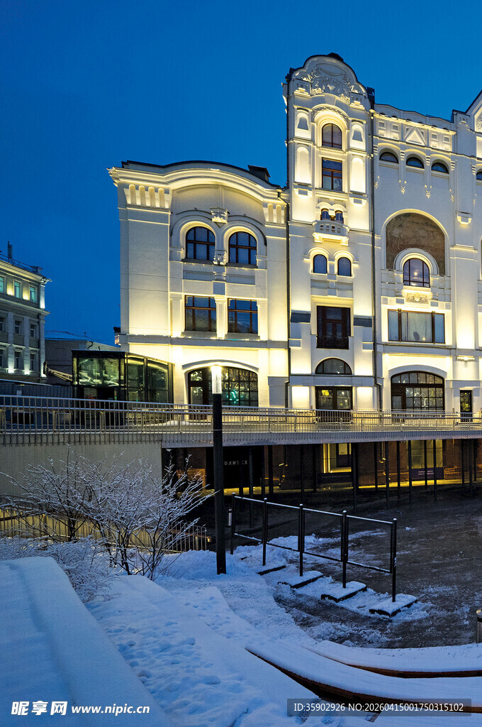 莫斯科雪夜中的梦幻欧式建筑