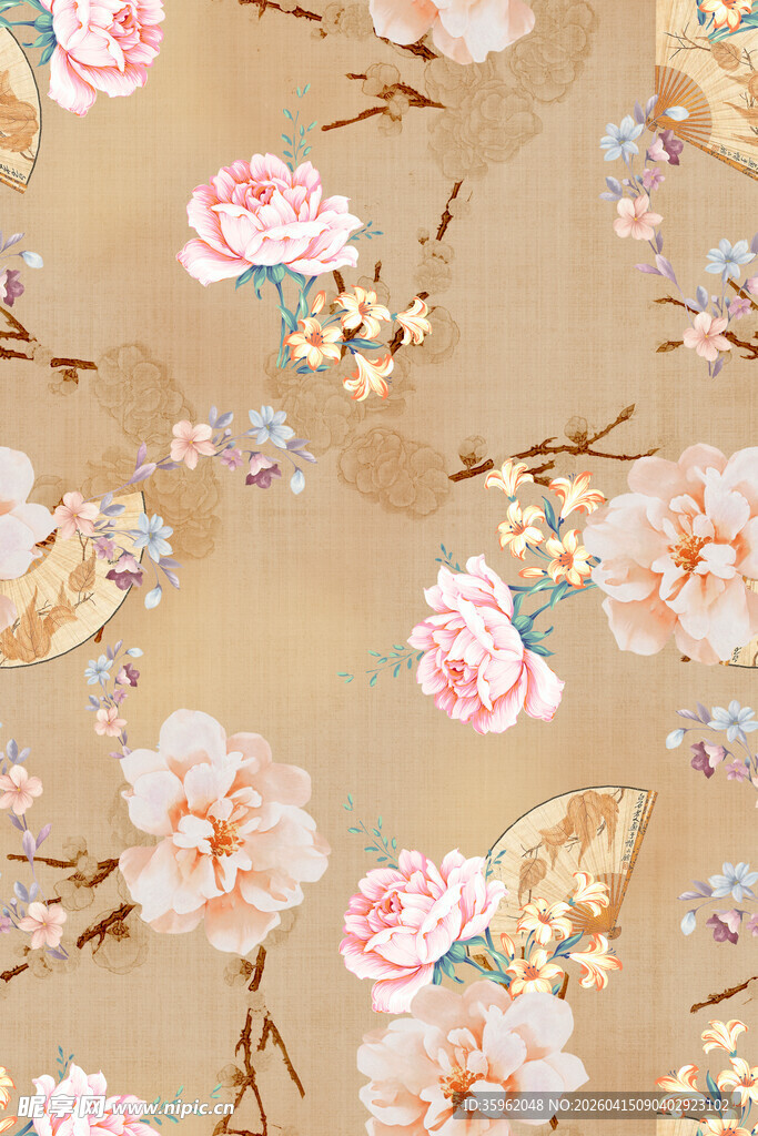 复古风花卉图案背景