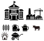 多样建筑与农业元素图标