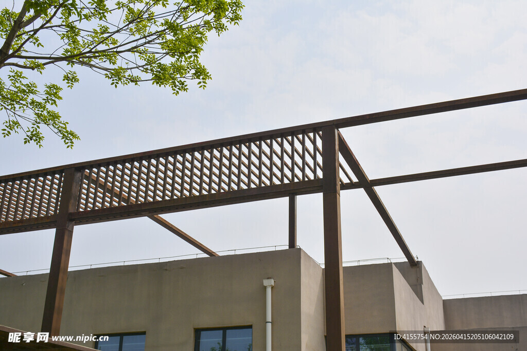 户外木质廊架设计景观