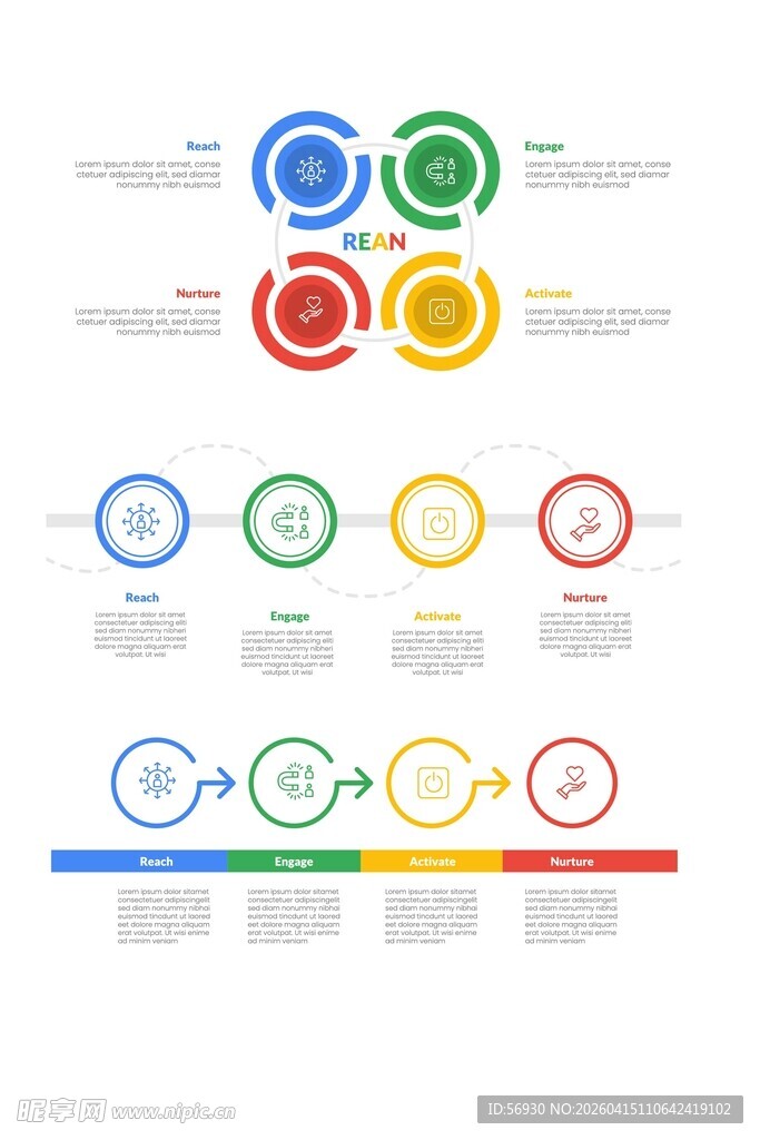多彩环形图表模板