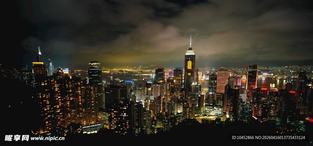 夜幕下的繁华都市景观
