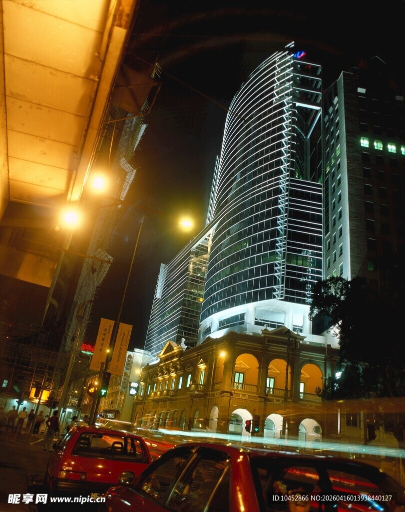 城市夜景中的繁华街道