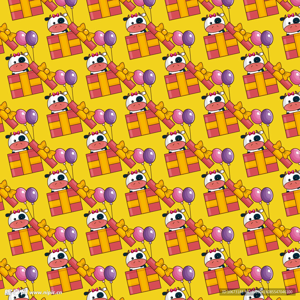 奶牛红色礼盒背景