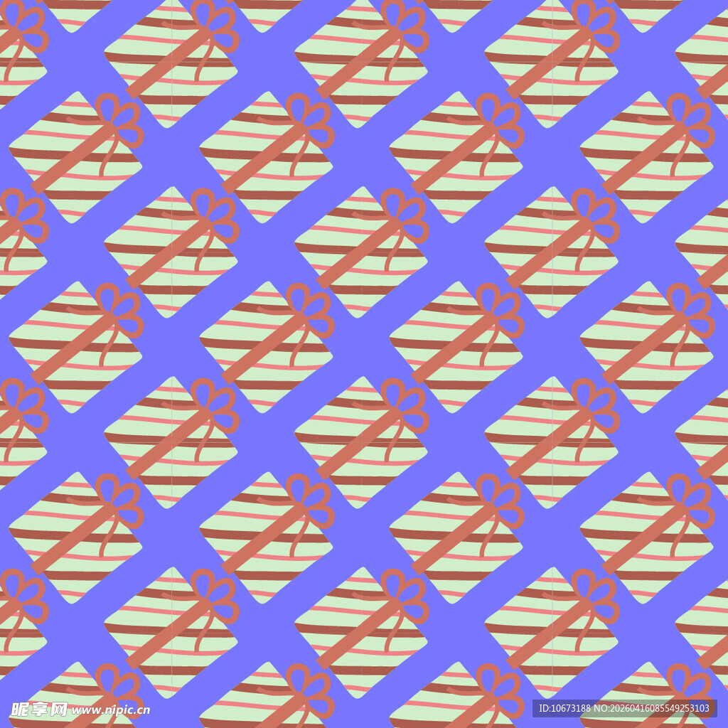 蓝色背景礼物盒图案设计