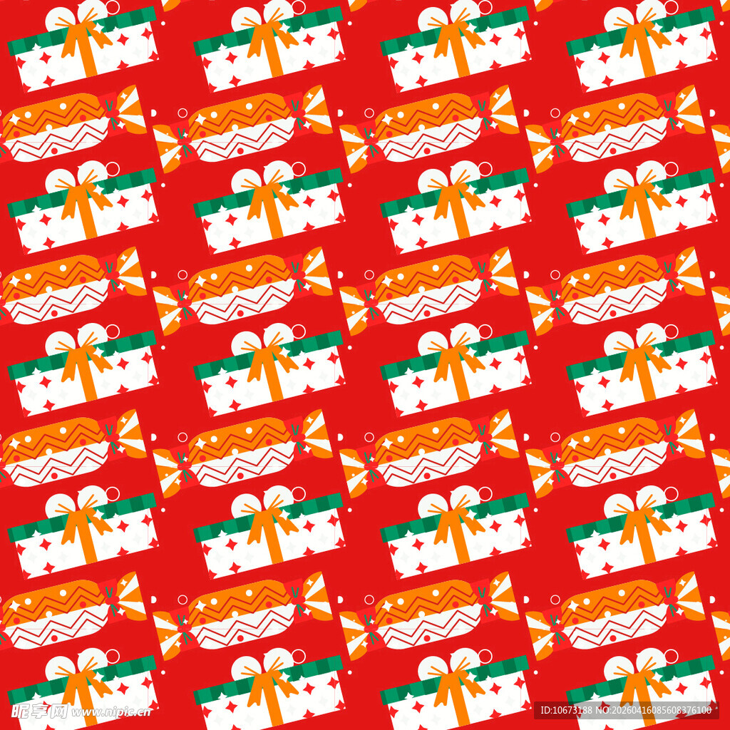 红色背景圣诞礼物图案