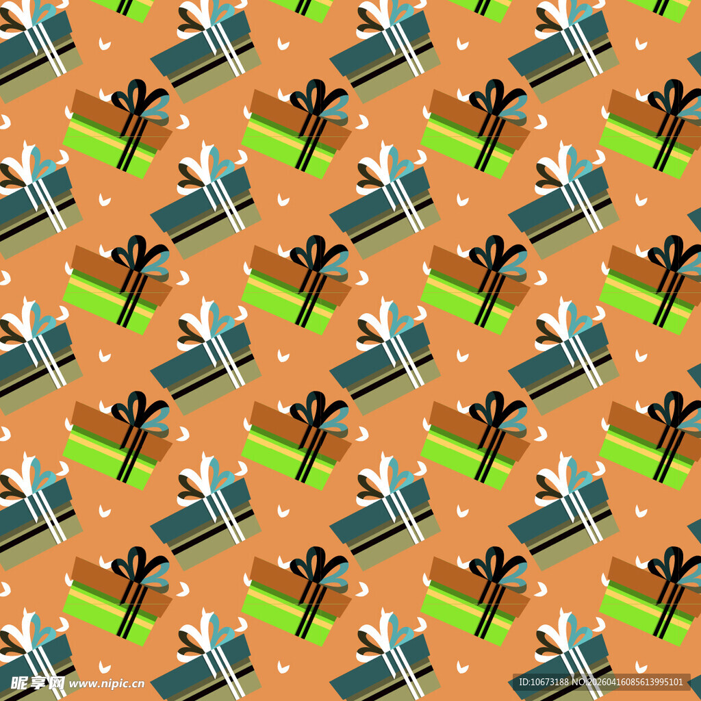 橙色背景的礼物图案设计