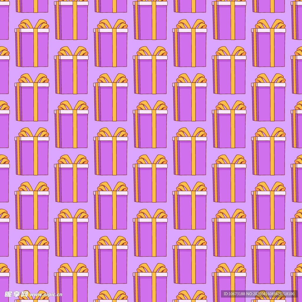 紫色礼品盒无缝图案背景