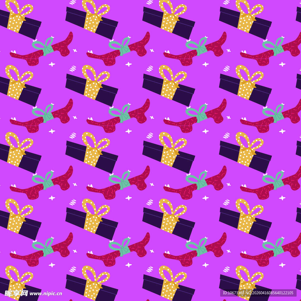 紫色背景多彩礼物图案