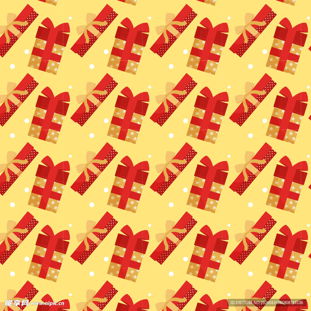 红黄配色礼盒矢量图案背景