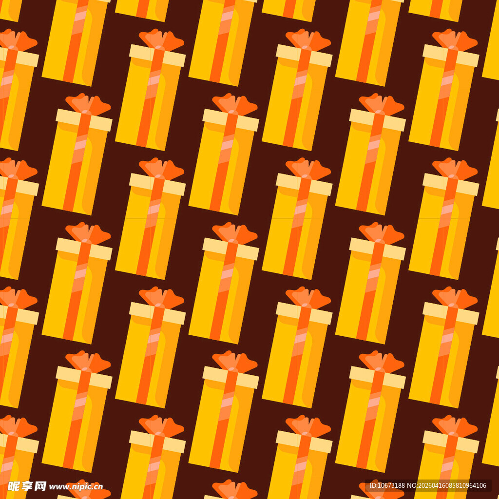 橙色礼盒矢量图案背景