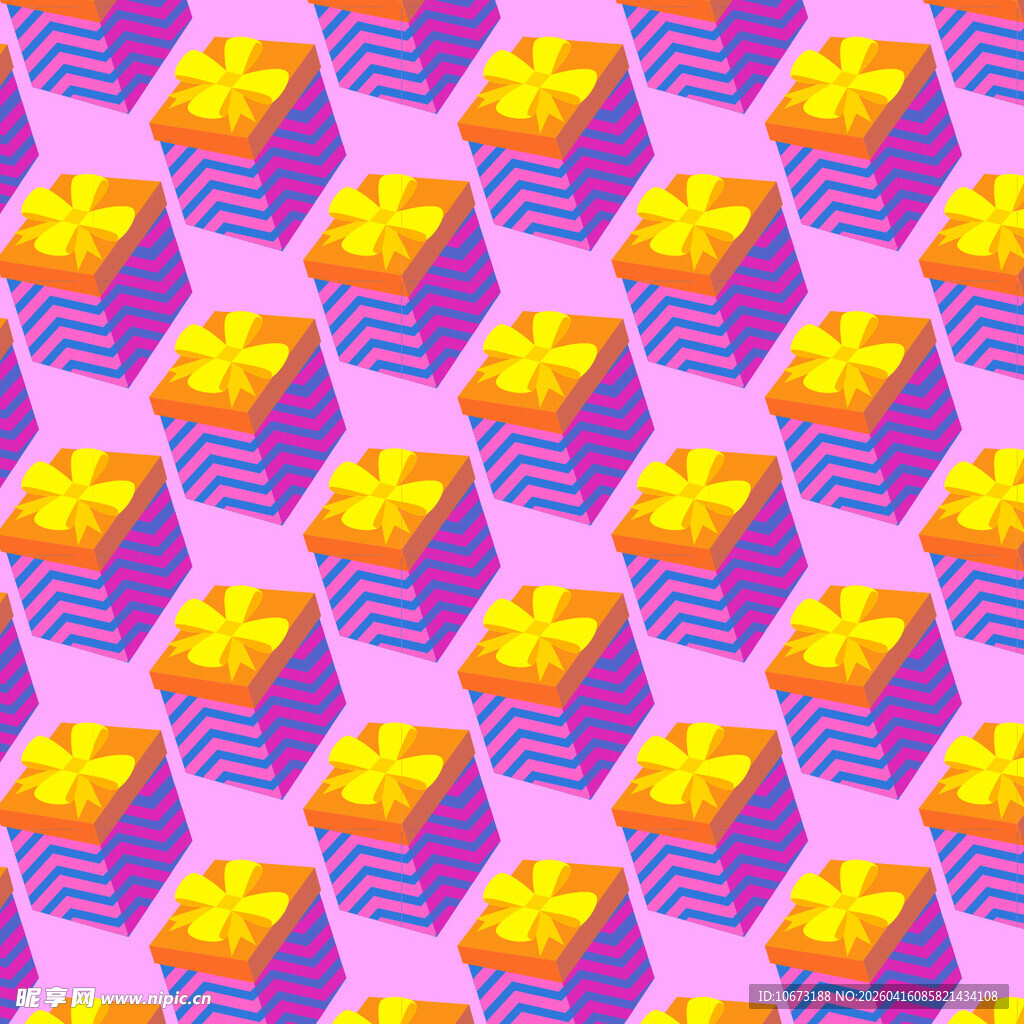 多彩几何礼盒矢量图案背景