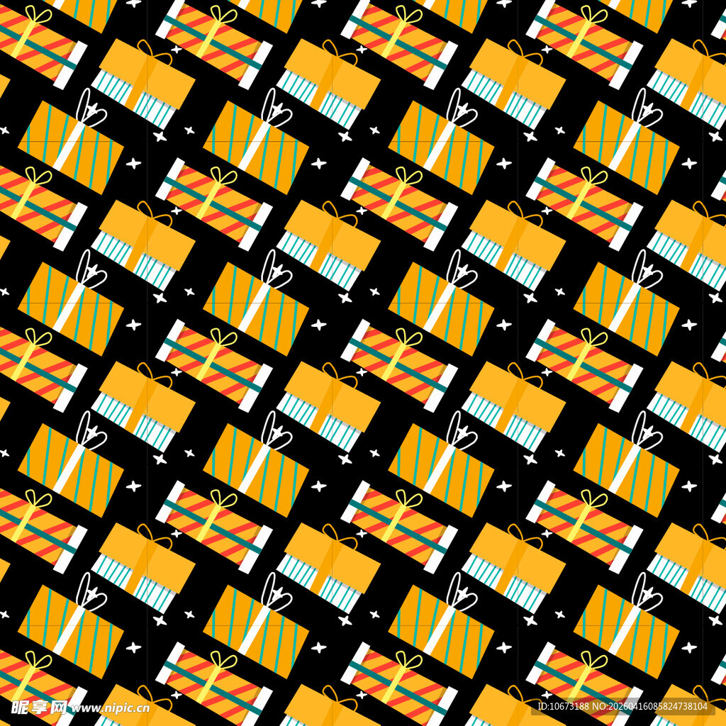 橙色礼盒矢量图案背景