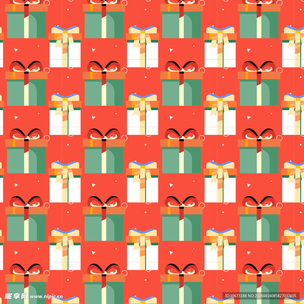 红绿配色礼盒矢量图案背景