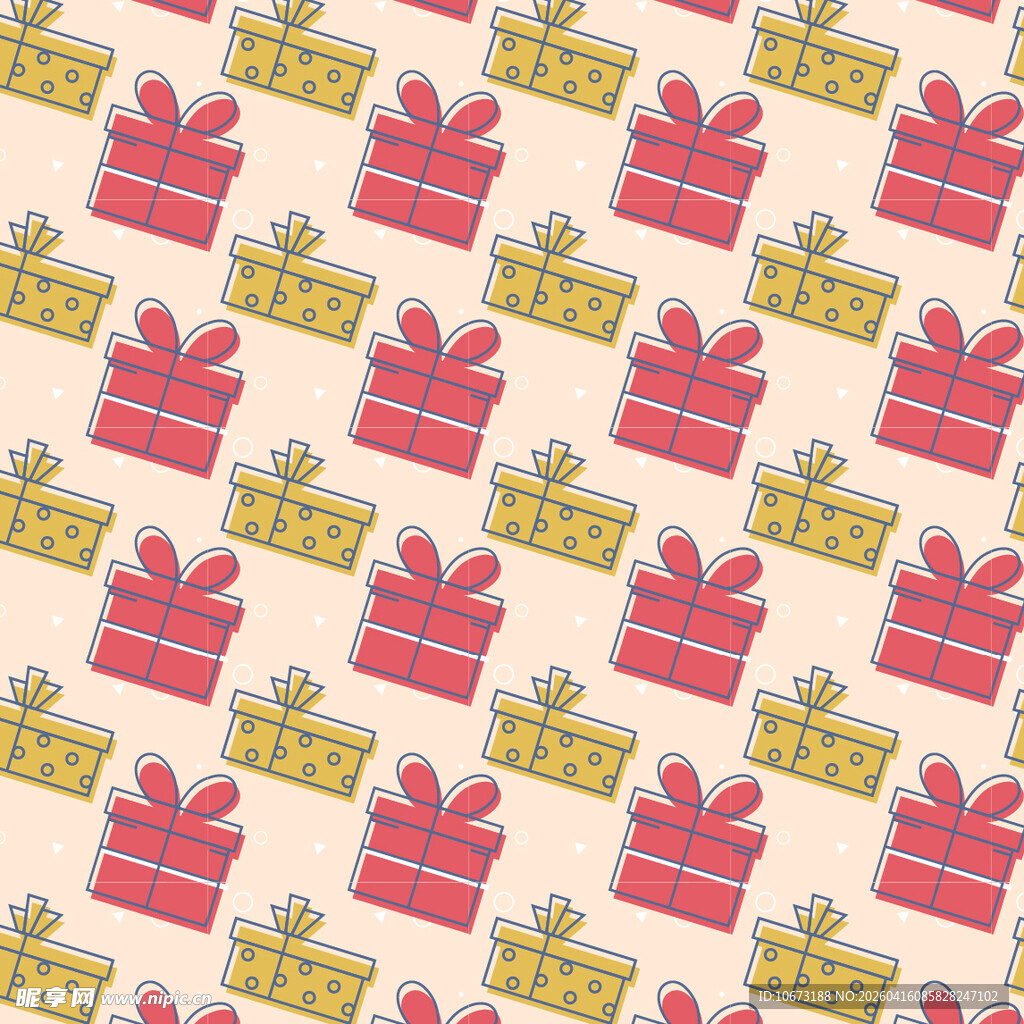 红黄色礼盒矢量图案背景
