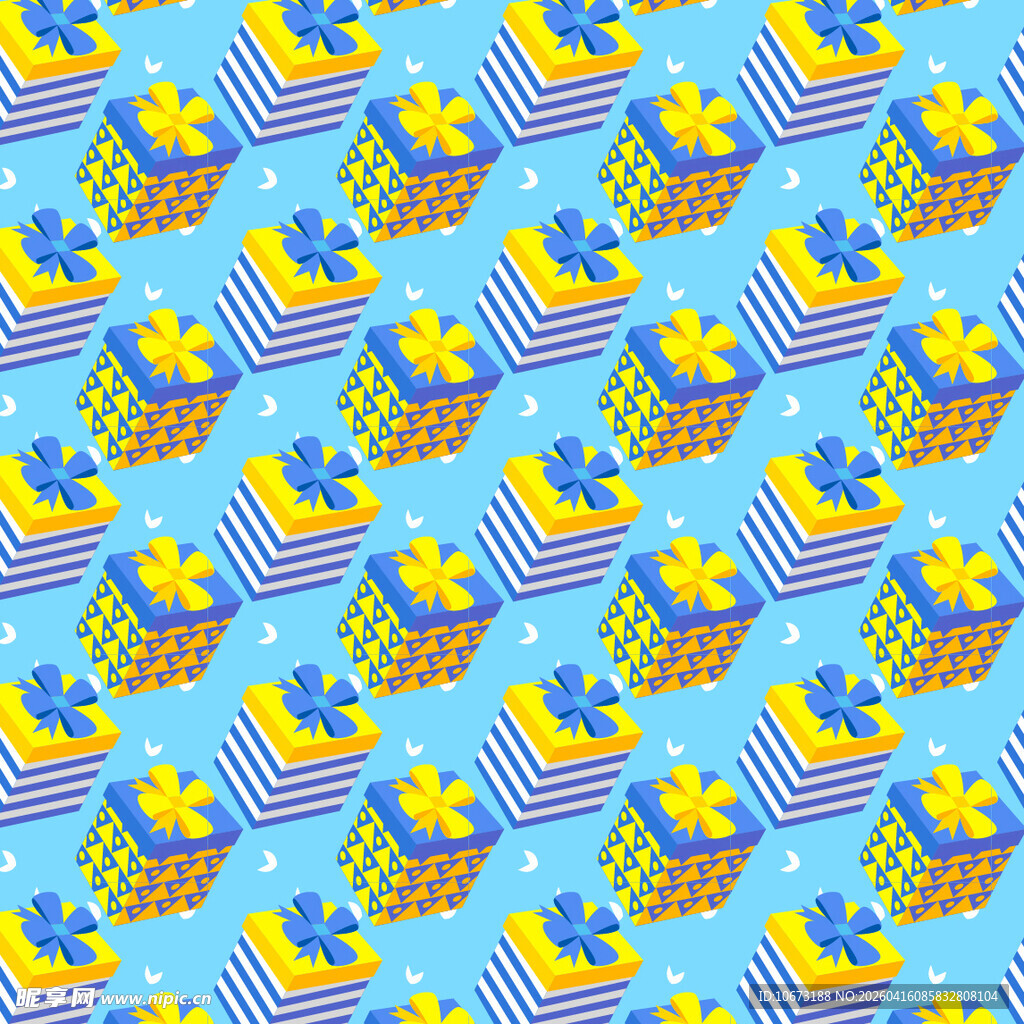 多彩几何礼盒矢量图案背景