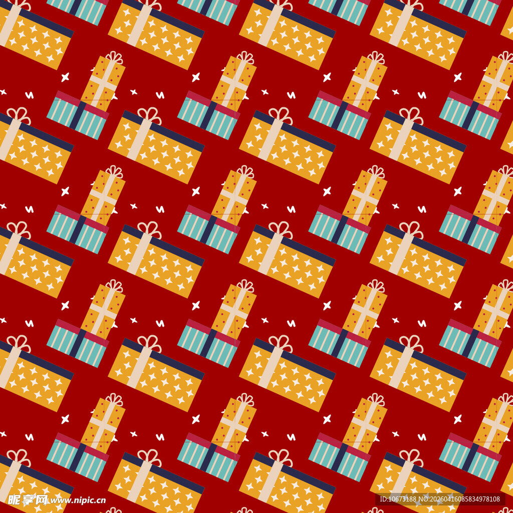 橙色礼盒矢量图案背景