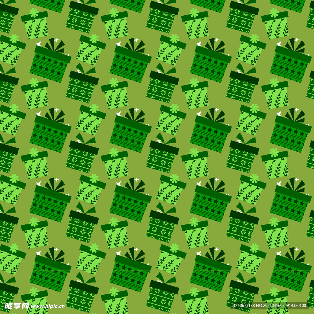 绿色礼盒矢量图案背景