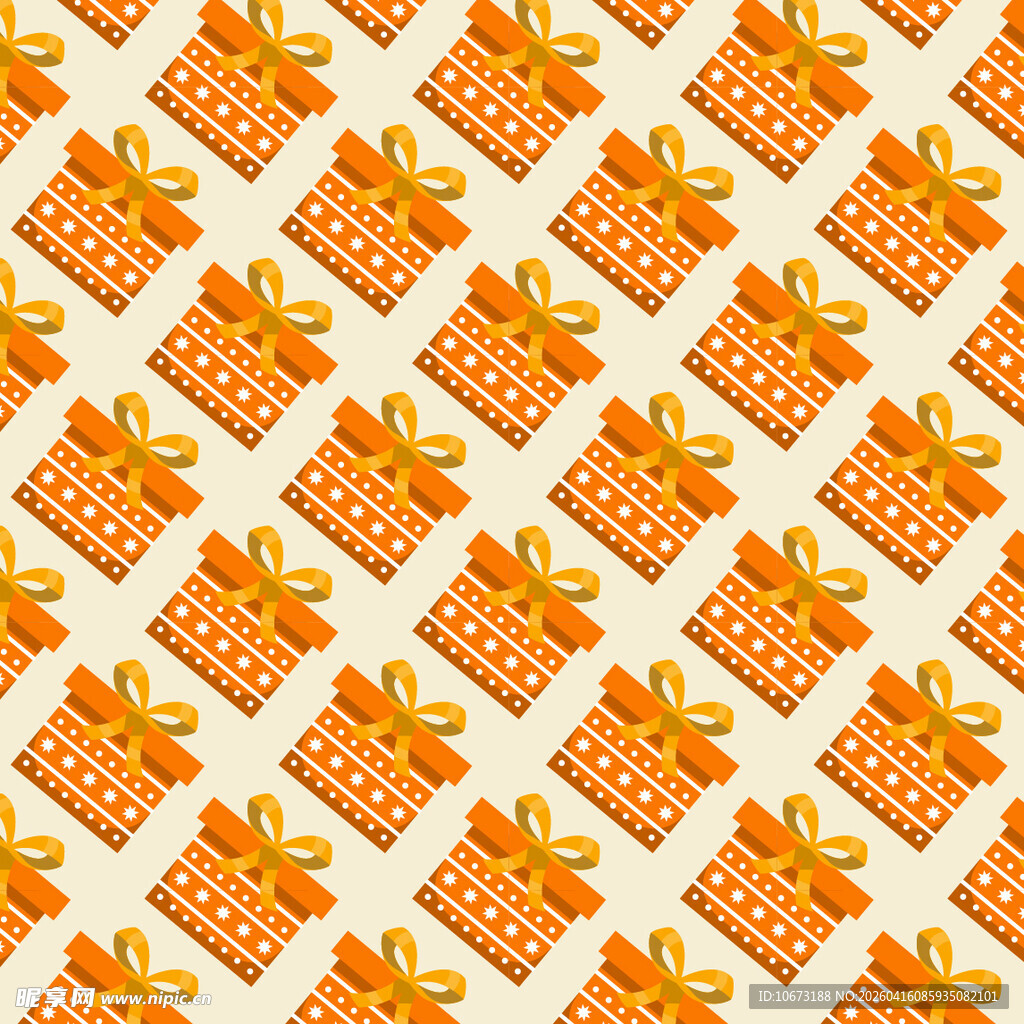 橙色礼盒矢量图案背景