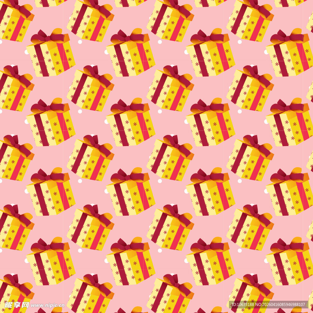 黄色礼盒矢量图案背景