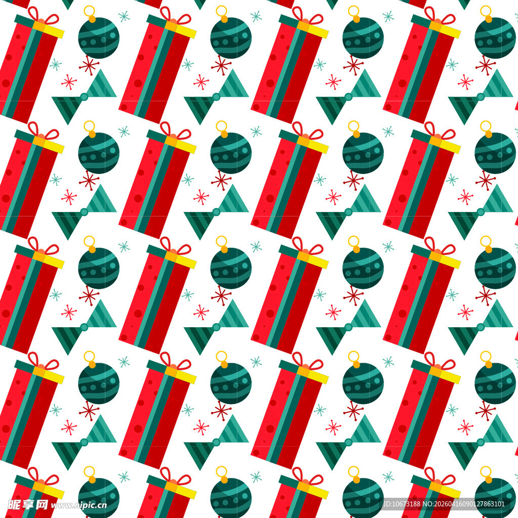 圣诞包装盒 无缝图案背景
