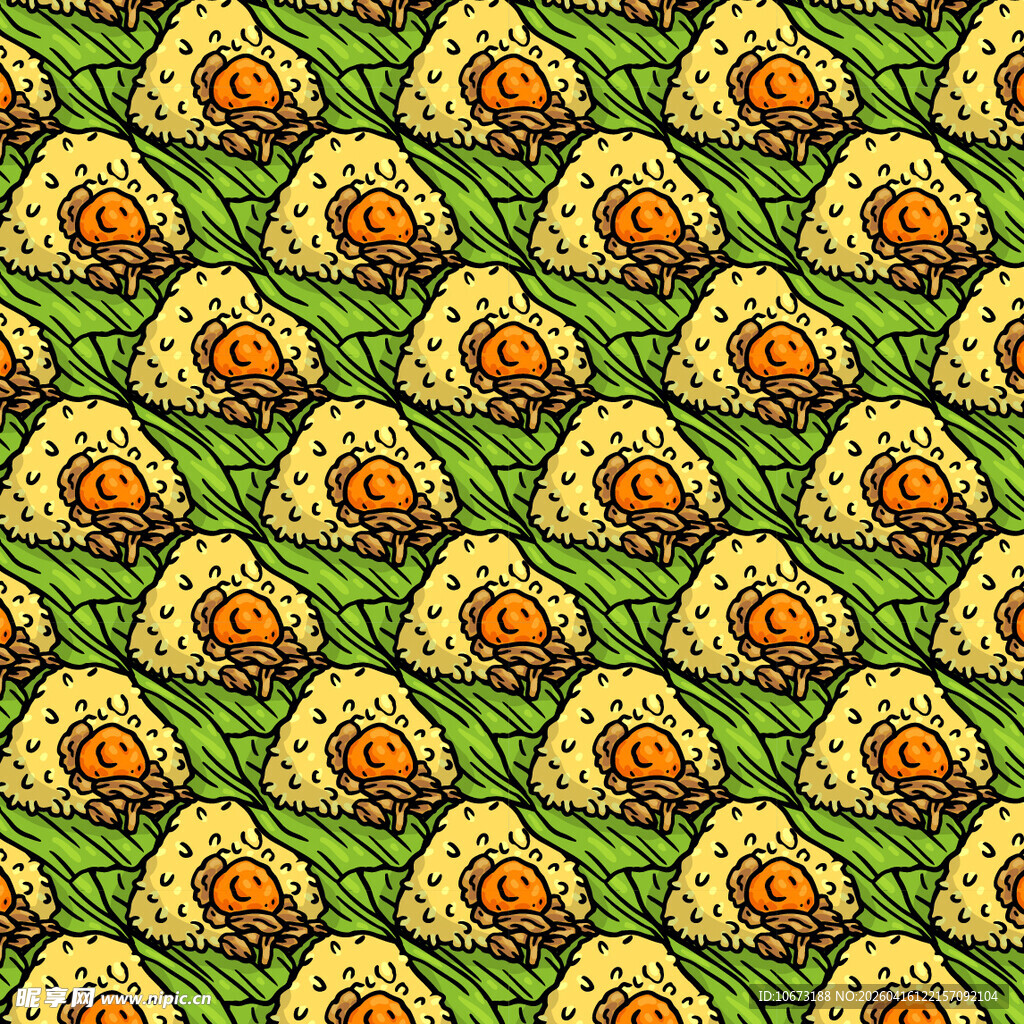 端午粽子绿叶图案设计