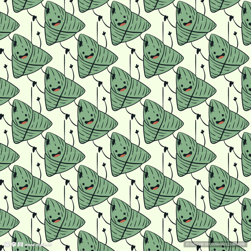 绿色卡通粽子图案背景