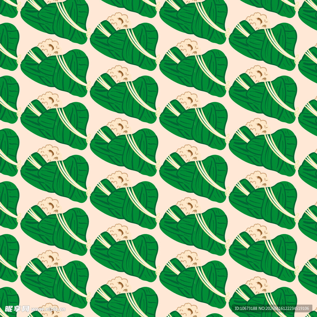 绿色粽叶图案的无缝背景