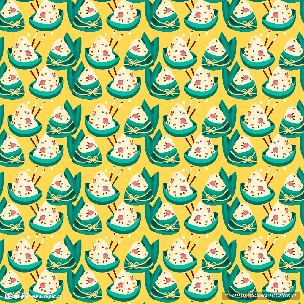 黄色背景卡通粽子图案