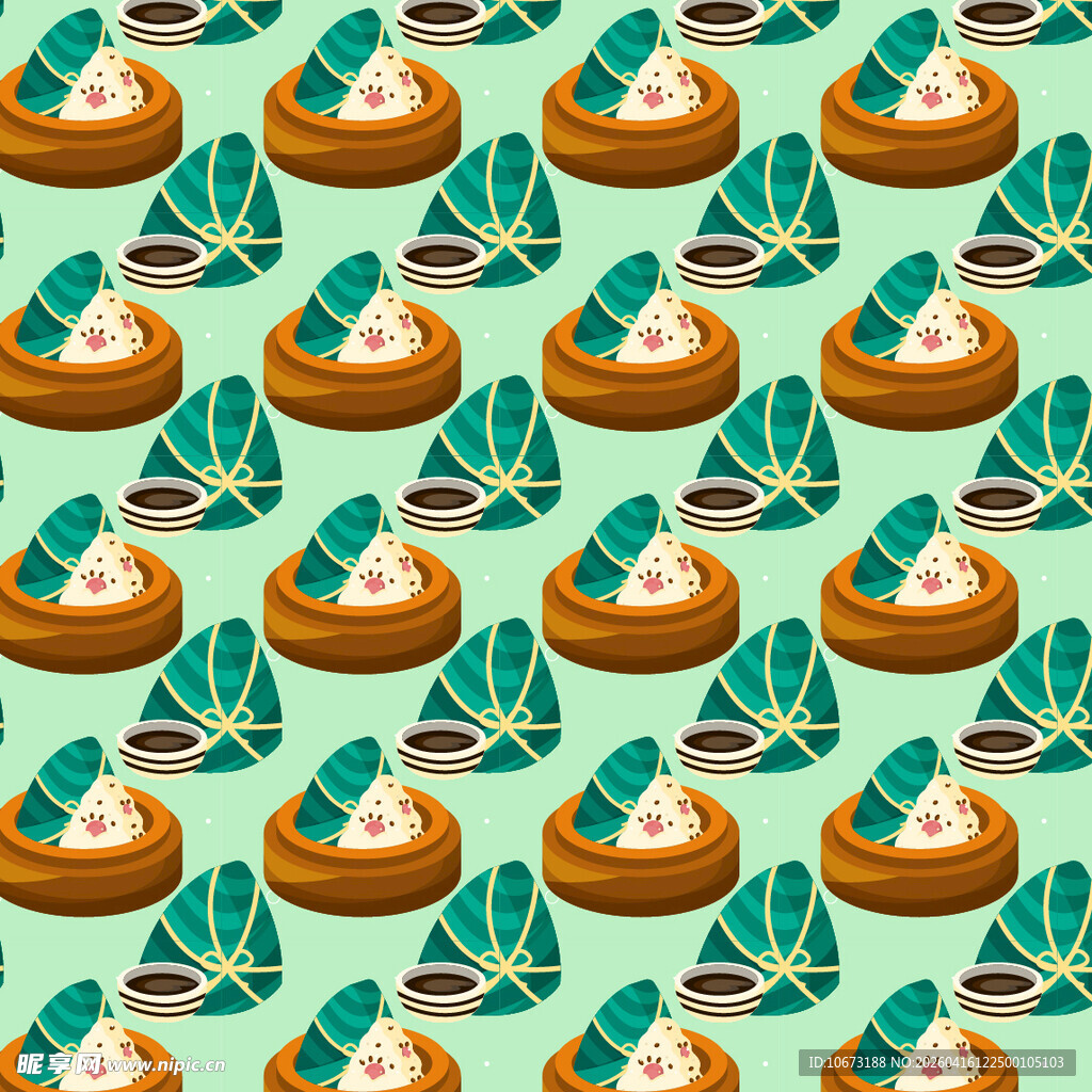 清新手绘粽子图案背景