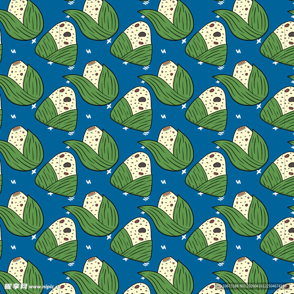 蓝色背景手绘粽子图案背景
